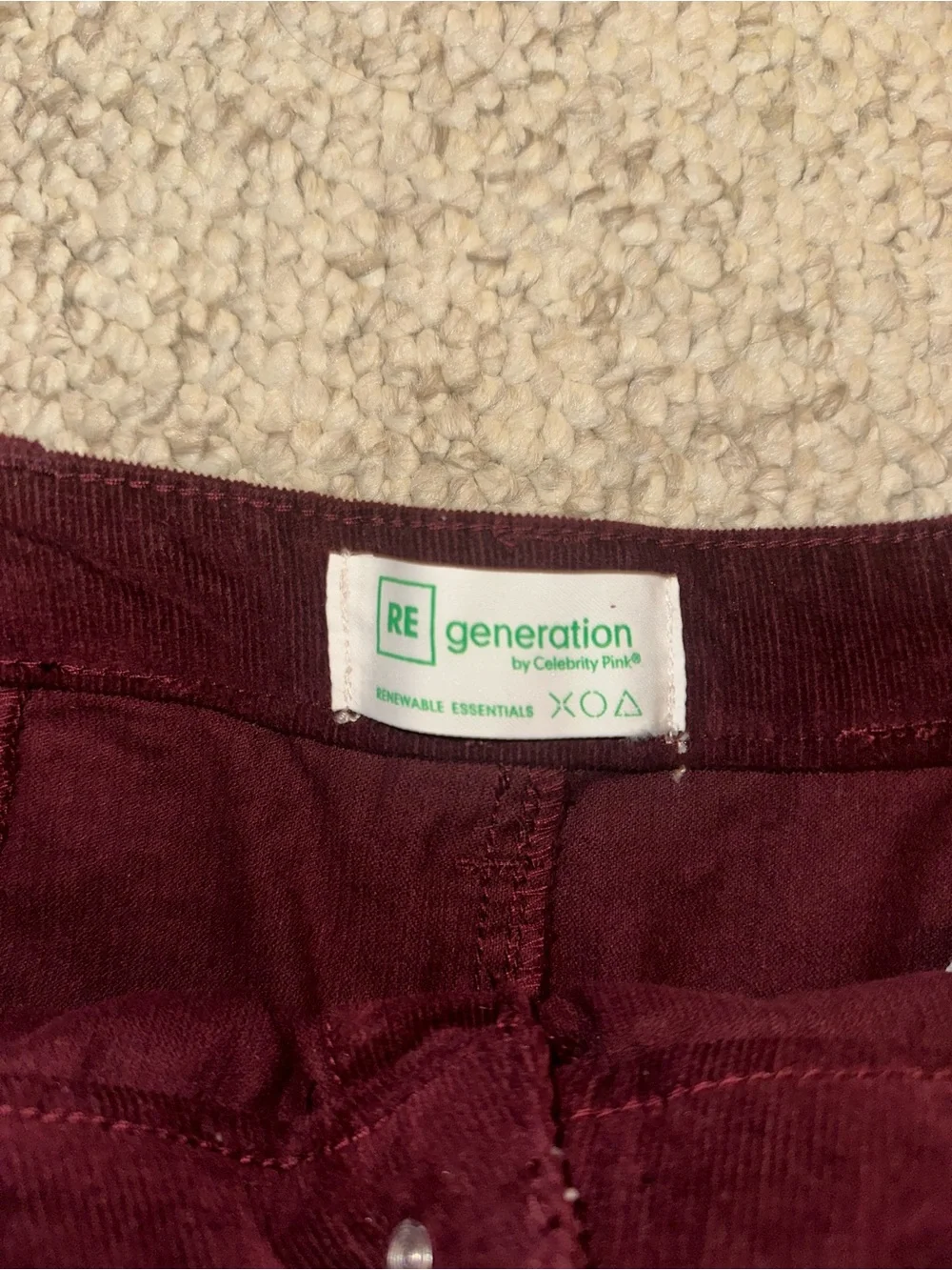 Celebrity Pink Button-Front A-Line Skirt in Burgundy